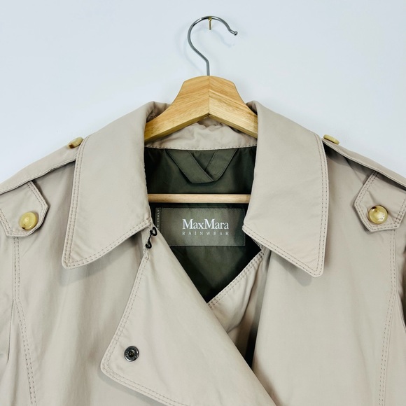 Max Mara Rainwear Beige Shower Proof Modern Tailored Pocket Jacket UK 12 - Picture 3 of 15